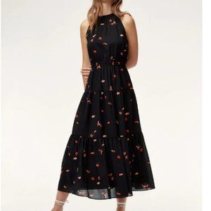 Aritzia Wilfred Effet Dress in black w flowers s L